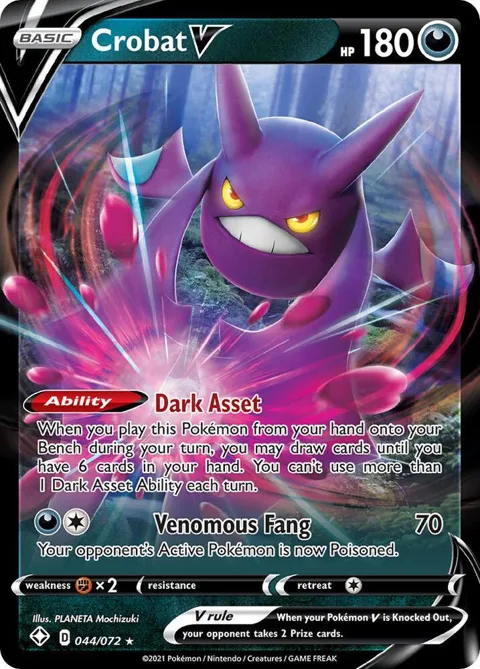 Crobat V #044/072 Holofoil Pokémon card from Shining Fates