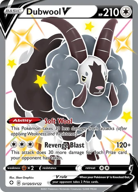 Dubwool V #SV120/SV122 Holofoil Pokémon card from Shining Fates: Shiny Vault