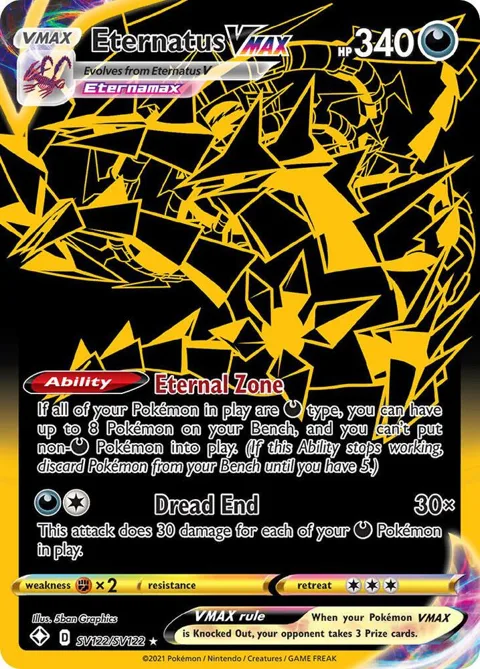 Eternatus VMAX #SV122/SV122 Holofoil Pokémon card from Shining Fates: Shiny Vault