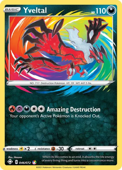 Yveltal #046/072 Holofoil Pokémon card from Shining Fates