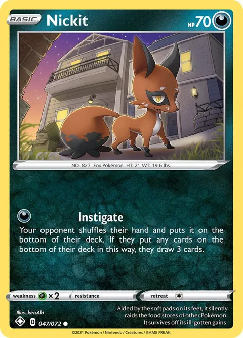 Nickit #047/072 Pokémon card from Shining Fates