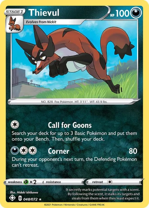 Thievul #048/072 Reverse Holofoil Pokémon card from Shining Fates