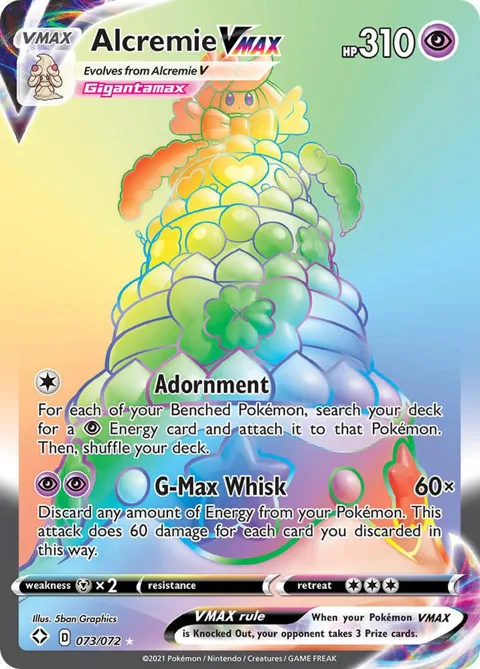 Alcremie VMAX Secret Rare #073/072 Holofoil Pokémon card from Shining Fates
