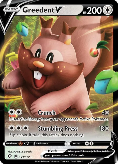 Greedent V #053/072 Holofoil Pokémon card from Shining Fates