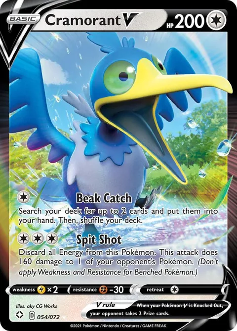 Cramorant V #054/072 Holofoil Pokémon card from Shining Fates
