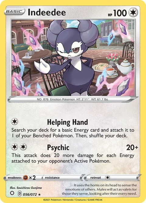 Indeedee #056/072 Reverse Holofoil Pokémon card from Shining Fates