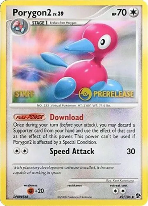 Porygon2 - 49/106 Prerelease [Staff] #49/106 Pokémon card from Diamond and Pearl Promos