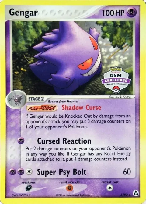 Gengar - 5/92 Gym Challenge #005/092 Pokémon card from League & Championship Cards