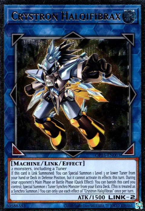 Crystron Halqifibrax Ultimate Rare OP15-EN003 Yu-Gi-Oh card from OTS Tournament Pack 15