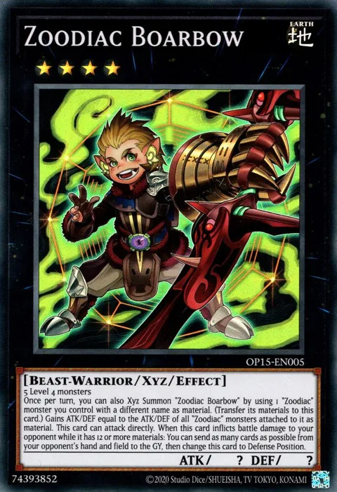Zoodiac Boarbow OP15-EN005 Yu-Gi-Oh card from OTS Tournament Pack 15