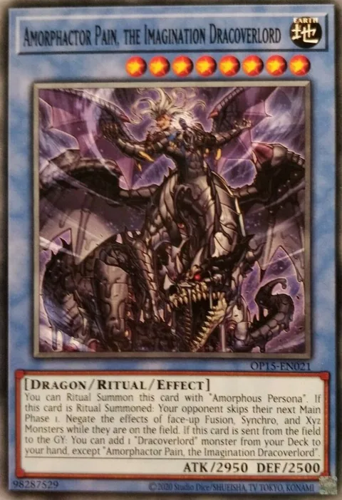 Amorphactor Pain, the Imagination Dracoverlord OP15-EN021 Yu-Gi-Oh card from OTS Tournament Pack 15