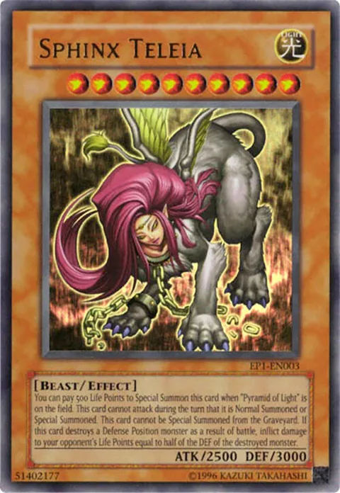 Sphinx Teleia EP1-EN003 Yu-Gi-Oh card from Yu-Gi-Oh! Movie Exclusive Pack