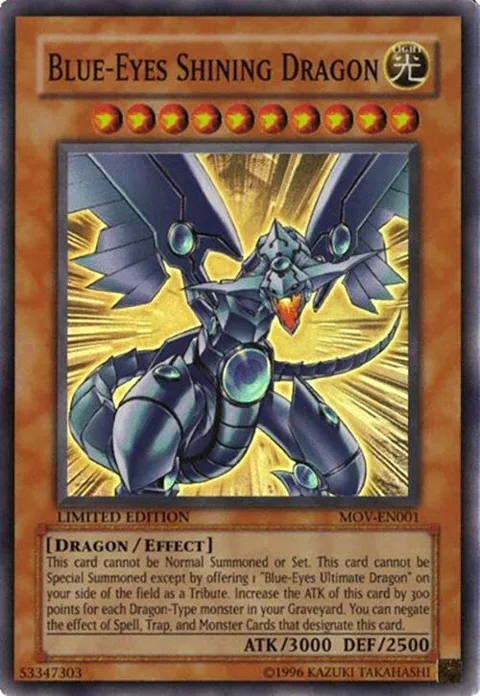 Blue-Eyes Shining Dragon MOV-EN001 Yu-Gi-Oh card from Yu-Gi-Oh! The Movie Promo Set
