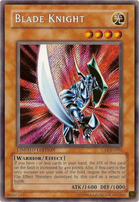 Blade Knight CT1-EN002 Yu-Gi-Oh card from 2004 Collectors Tin