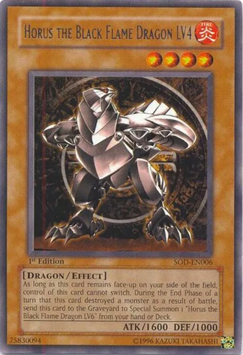 Horus The Black Flame Dragon LV4 SOD-EN006 Unlimited Yu-Gi-Oh card from Soul of the Duelist