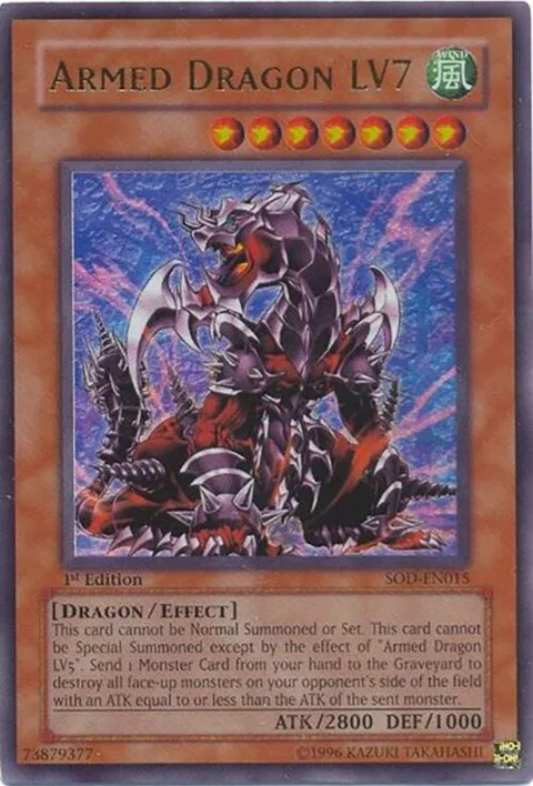 Armed Dragon LV7 SOD-EN015 1st Edition Yu-Gi-Oh card from Soul of the Duelist
