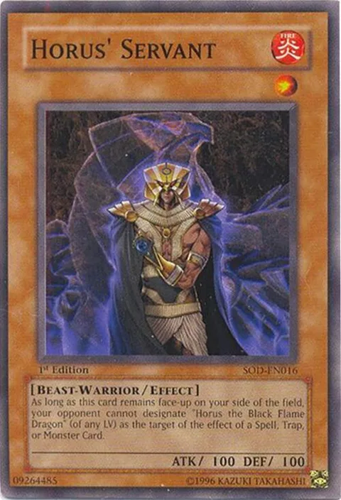 Horus' Servant SOD-EN016 1st Edition Yu-Gi-Oh card from Soul of the Duelist