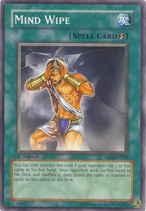 Mind Wipe SOD-EN039 1st Edition Yu-Gi-Oh card from Soul of the Duelist