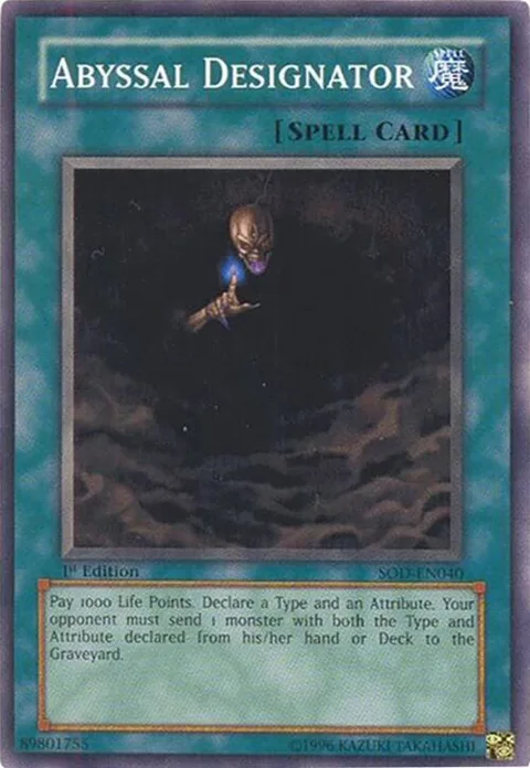 Abyssal Designator SOD-EN040 1st Edition Yu-Gi-Oh card from Soul of the Duelist