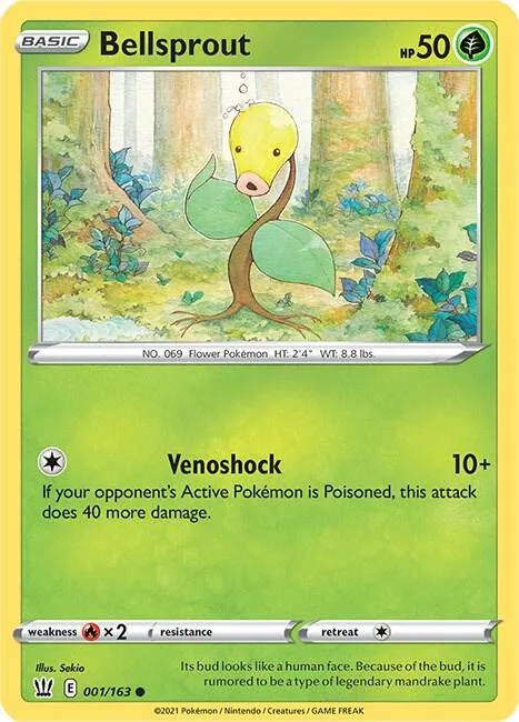 Bellsprout #001/163 Pokémon card from Battle Styles