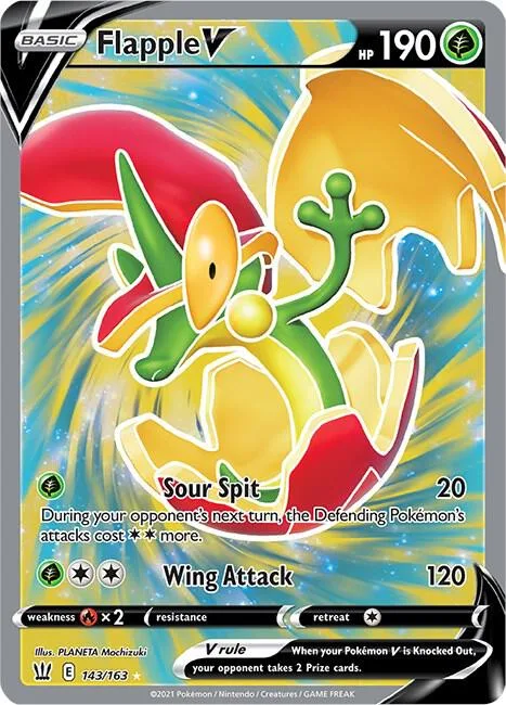 Flapple V Full Art #143/163 Holofoil Pokémon card from Battle Styles
