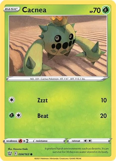 Cacnea #004/163 Reverse Holofoil Pokémon card from Battle Styles