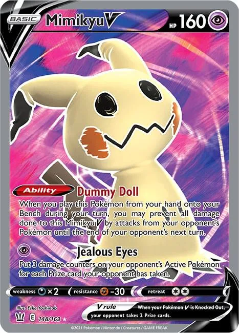 Mimikyu V Full Art #148/163 Holofoil Pokémon card from Battle Styles