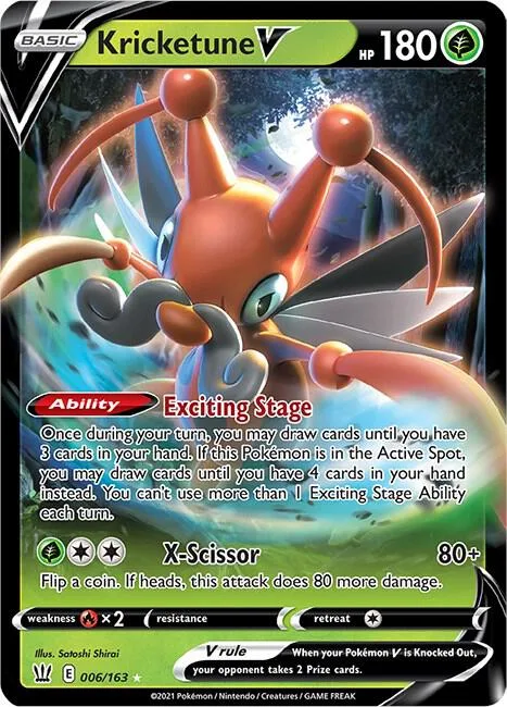 Kricketune V #006/163 Holofoil Pokémon card from Battle Styles