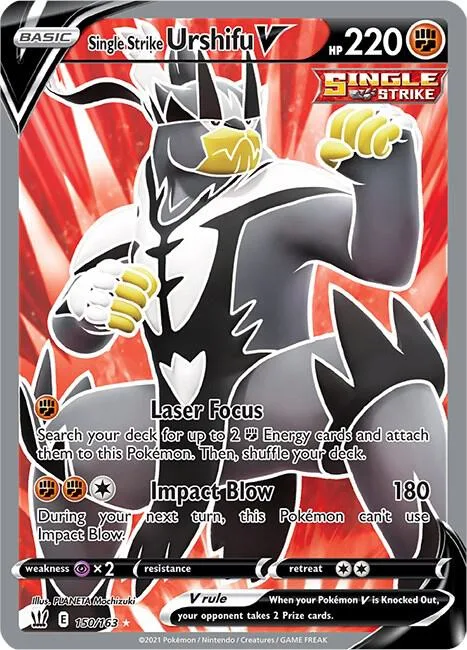 Single Strike Urshifu V Full Art #150/163 Holofoil Pokémon card from Battle Styles