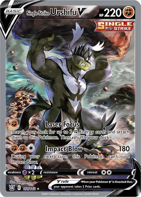 Single Strike Urshifu V Alt Art #151/163 Holofoil Pokémon card from Battle Styles