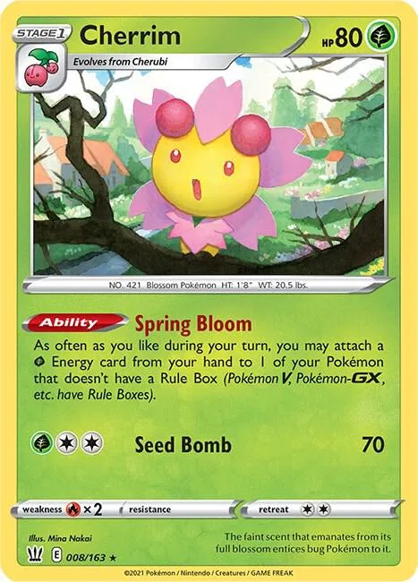 Cherrim #008/163 Reverse Holofoil Pokémon card from Battle Styles