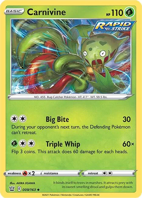 Carnivine #009/163 Pokémon card from Battle Styles
