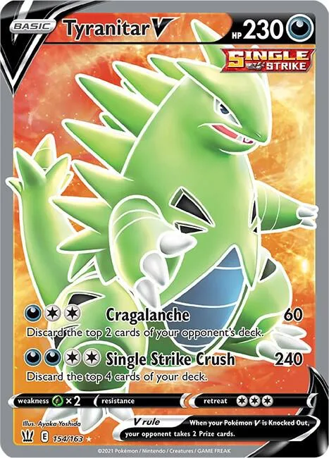 Tyranitar V Full Art #154/163 Holofoil Pokémon card from Battle Styles