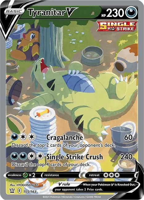 Tyranitar V Alt Art #155/163 Holofoil Pokémon card from Battle Styles
