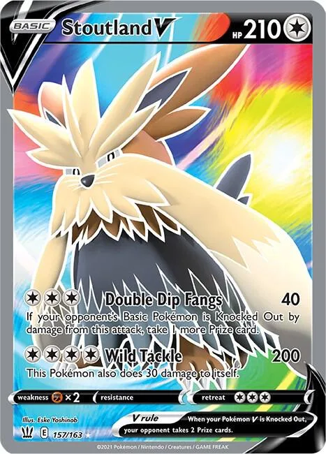 Stoutland V Full Art #157/163 Holofoil Pokémon card from Battle Styles