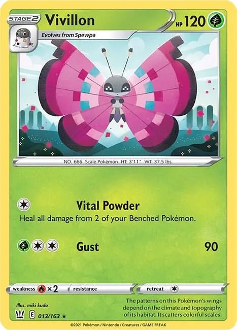 Vivillon #013/163 Pokémon card from Battle Styles