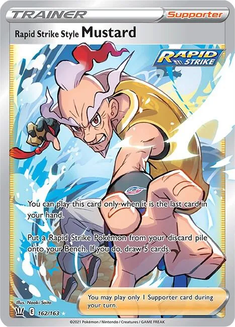 Rapid Strike Style Mustard Full Art #162/163 Holofoil Pokémon card from Battle Styles