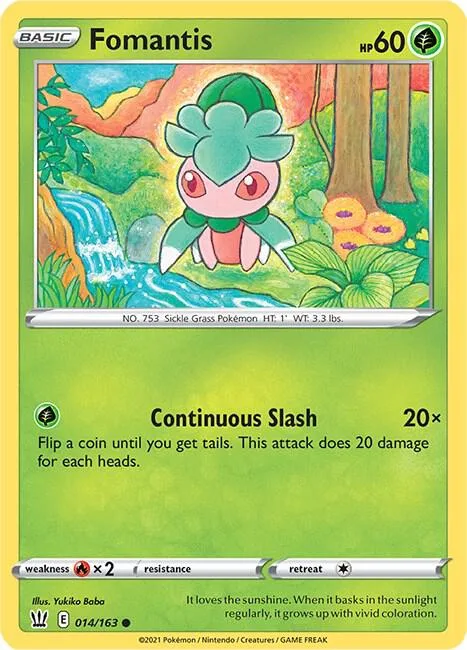 Fomantis #014/163 Pokémon card from Battle Styles