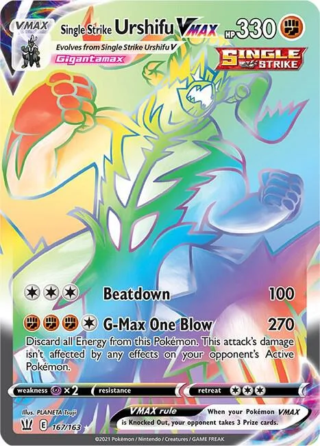 Single Strike Urshifu VMAX Secret Rare #167/163 Holofoil Pokémon card from Battle Styles