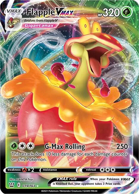 Flapple VMAX #019/163 Holofoil Pokémon card from Battle Styles