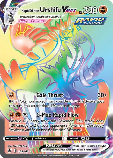 Rapid Strike Urshifu VMAX Secret Rare #169/163 Holofoil Pokémon card from Battle Styles