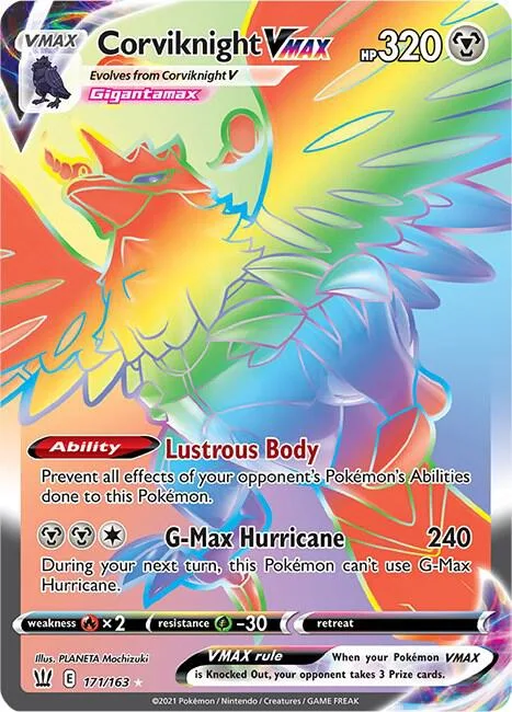 Corviknight VMAX Secret Rare #171/163 Holofoil Pokémon card from Battle Styles