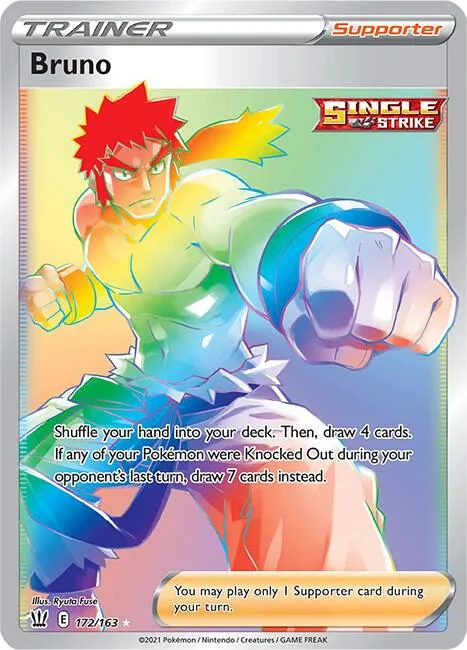 Bruno Secret Rare #172/163 Holofoil Pokémon card from Battle Styles