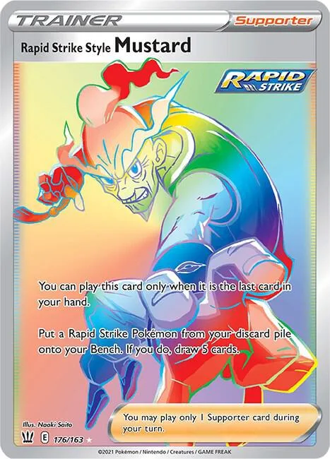 Rapid Strike Style Mustard Secret Rare #176/163 Holofoil Pokémon card from Battle Styles