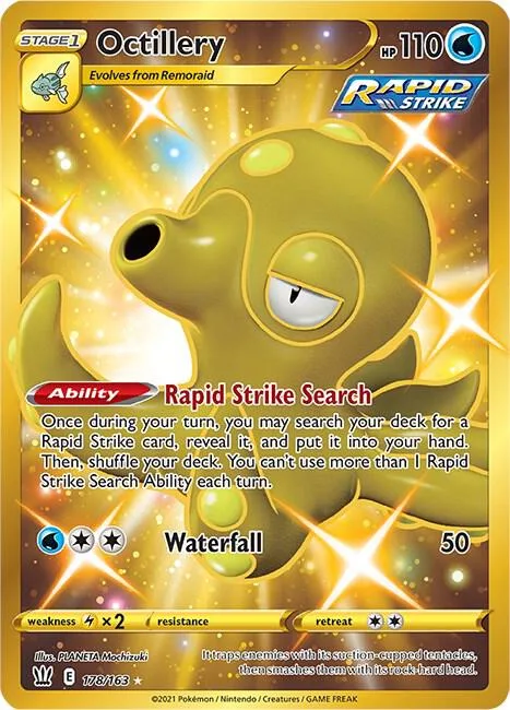 Octillery Secret Rare #178/163 Holofoil Pokémon card from Battle Styles