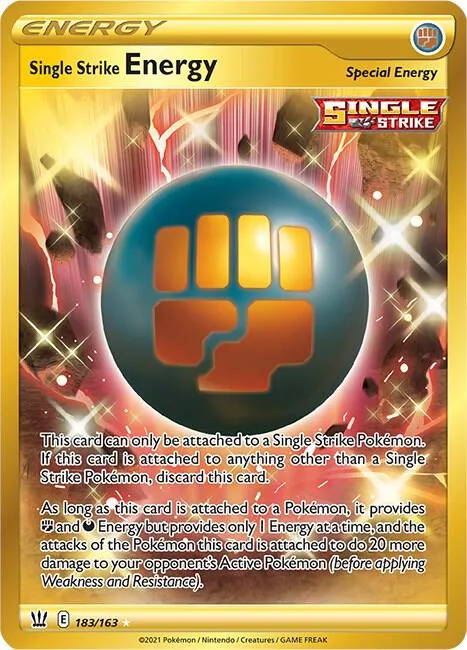 Single Strike Energy Secret Rare #183/163 Holofoil Pokémon card from Battle Styles
