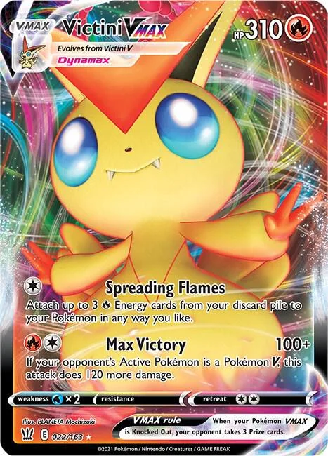 Victini VMAX #022/163 Holofoil Pokémon card from Battle Styles