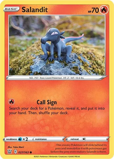 Salandit #027/163 Reverse Holofoil Pokémon card from Battle Styles