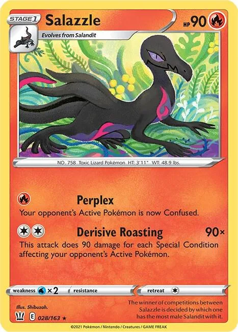 Salazzle #028/163 Reverse Holofoil Pokémon card from Battle Styles