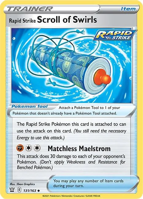 Rapid Strike Scroll of Swirls #131/163 Reverse Holofoil Pokémon card from Battle Styles